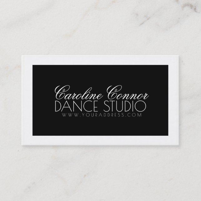 Dance Studio Black & White Bold Design Card (Front)