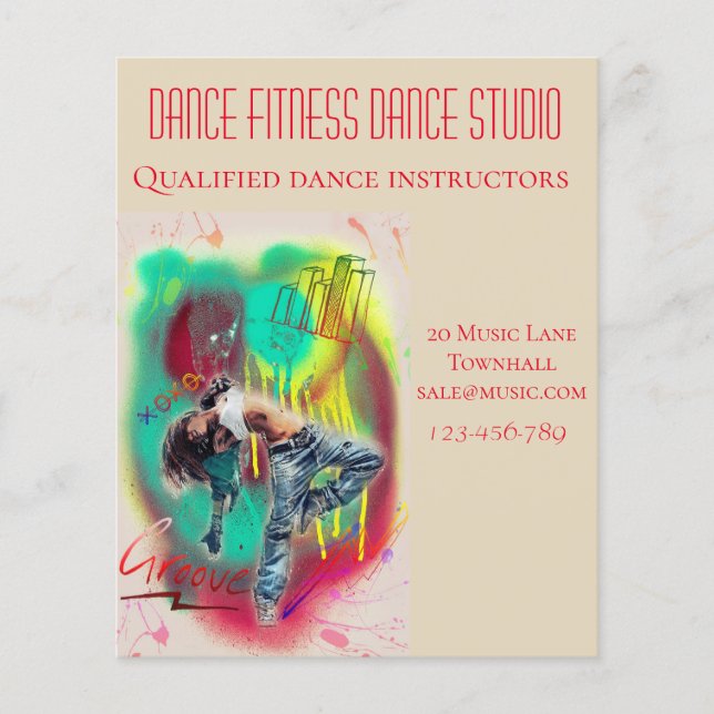 Dance studio dance lessons business flyer (Front)