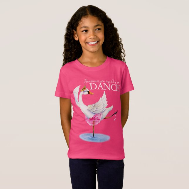 Dance swan ballerina whimsy art slogan tee (Front Full)