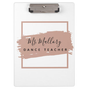 Dance Teacher Black and Rose Gold Personalized Clipboard