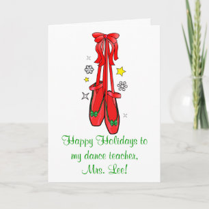Dance Teacher Christmas Ballet Shoes Holiday Card