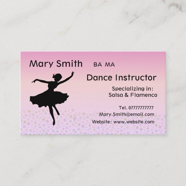Dance Teacher / Dancing Instructor Business cards (Front)