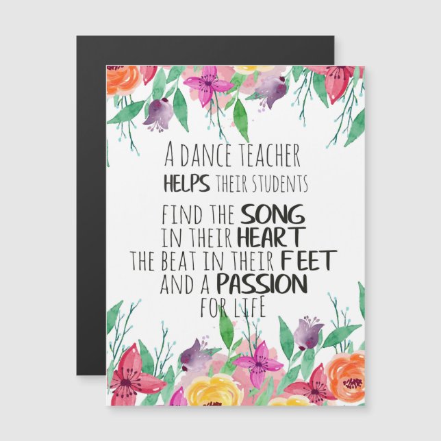 Dance teacher gift Appreciation Thank you quote (Front/Back)
