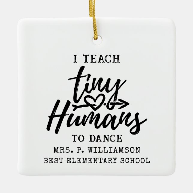 Dance Teacher Script Typography Personalised Ceramic Ornament (Front)
