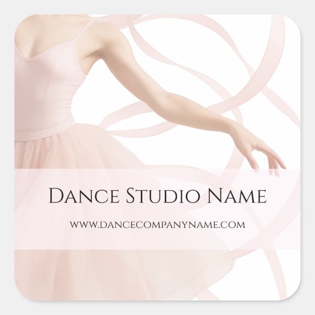 Dance Teacher Studio Pastel Pink Business Square Sticker (Front)