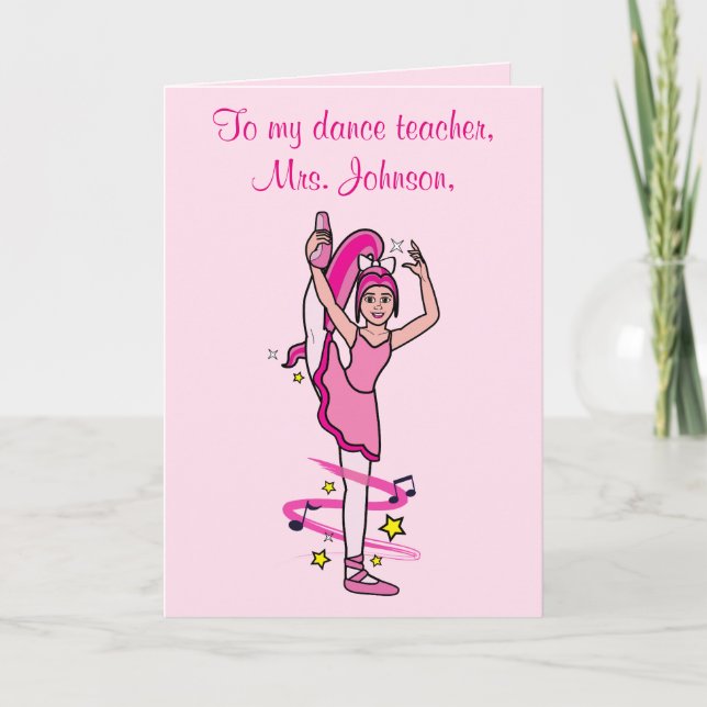 Dance Teacher Thank You Customisable Card (Front)