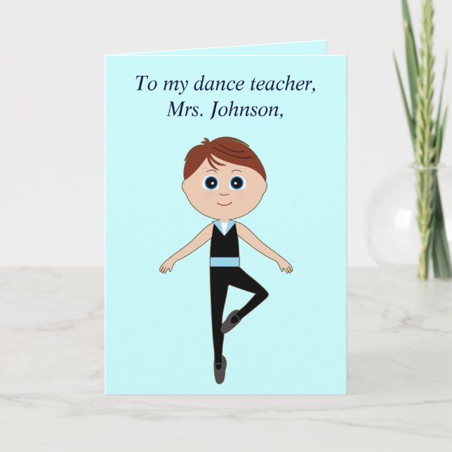 Dance Teacher Thank You from Boy Dancer Card (Front)