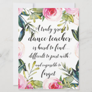 Dance Teacher Thank you Wishes for Dance Teacher Card
