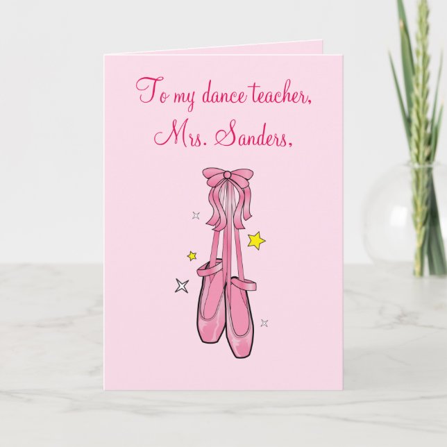 Dance Teacher Thank You with Hanging Ballet Shoes (Front)