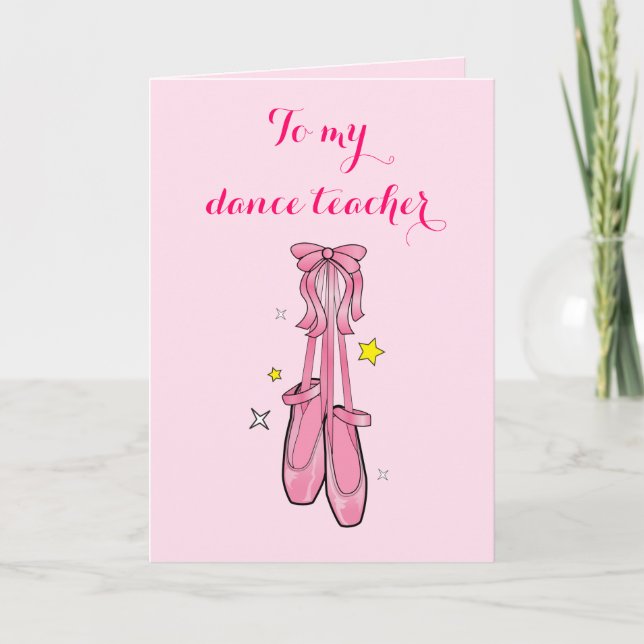Dance Teacher Thank You with Hanging Ballet Shoes Card (Front)