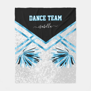 Dance Team Black, White and Baby Blue Fleece Blank Blanket