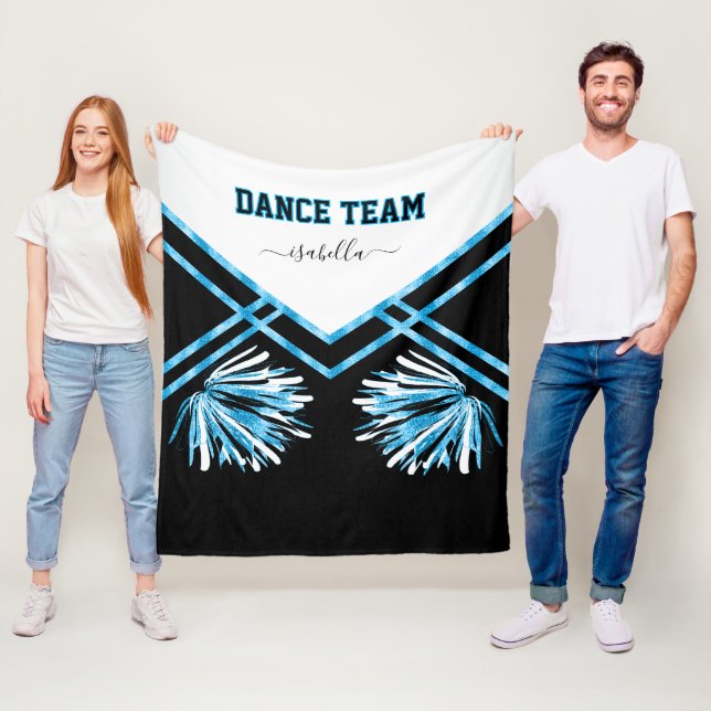 Dance Team Black, White and Baby Blue Fleece Blanket (In Situ)