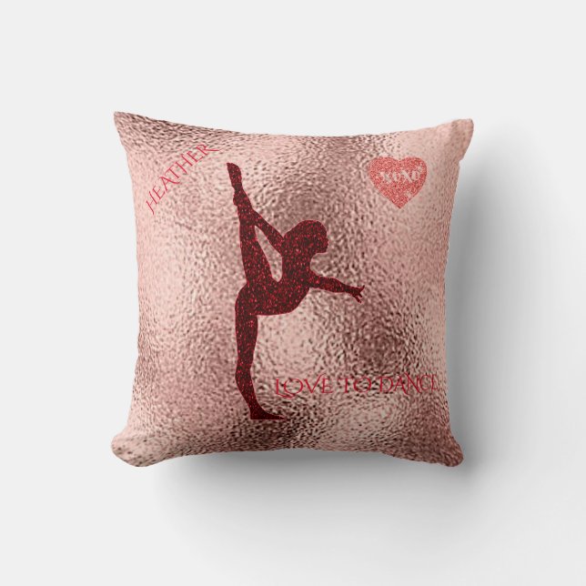 Dance throw pillow with personalised name. (Front)