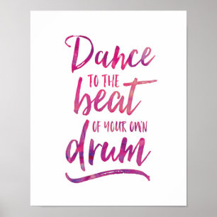 Dance to the beat watercolor typography poster