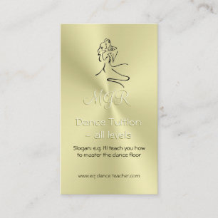 Dance Tutor, Monogram, Dancers Logo, gold-look Business Card