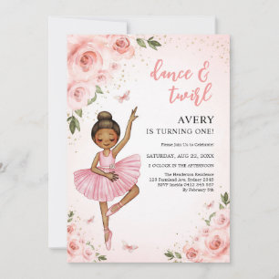 Dance & Twirl Ballerina Dancing Girl Birthday Invitation