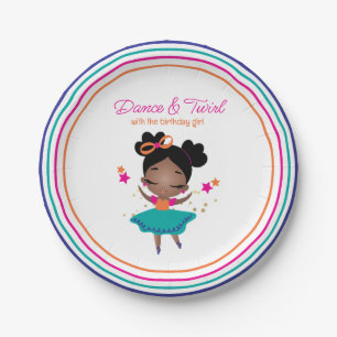 Dance & Twirl Birthday Girl Colorful Paper Plate