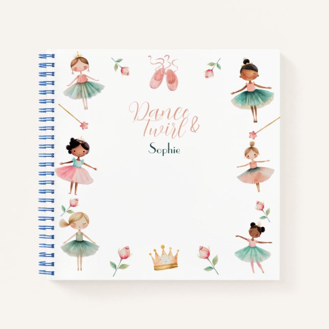 Dance & twirl girl ballerina notebook (Front)