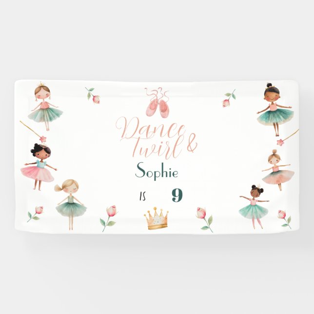 Dance & twirl girl birthday party banner (Horizontal)