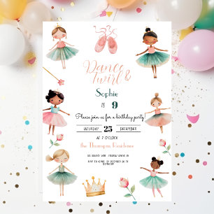 Dance & twirl girl birthday party invitation