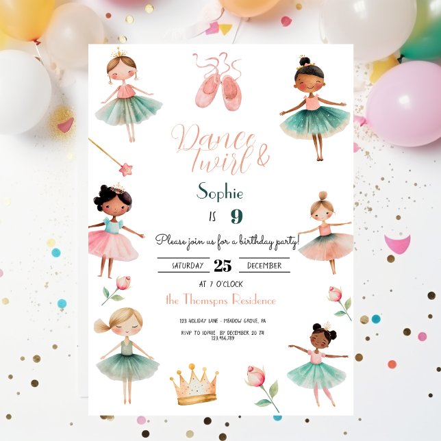 Dance & twirl girl birthday party invitation (Creator Uploaded)
