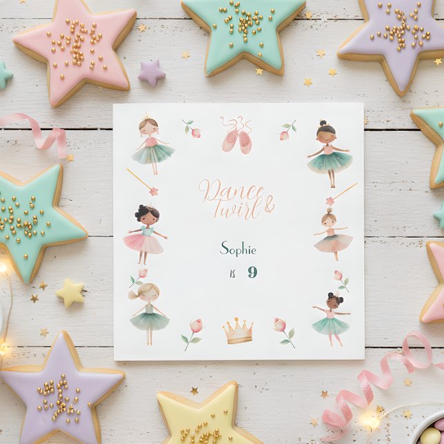 Dance & twirl girl birthday party napkin (Creator Uploaded)