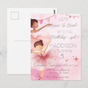 Dance & Twirl Pink Ballerina Ballet Birthday Party Postcard