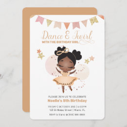 Dance & Twirl, Princess Ballerina w/Bow Birthday Invitation