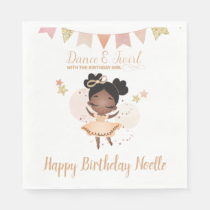 Dance & Twirl, Princess Ballerina w/Bow Birthday Napkin