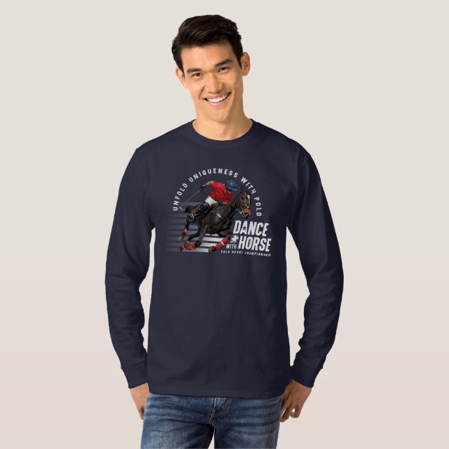 Dance with Horse (Dark mode) | Men Long Sleeve T-Shirt (Front Full)