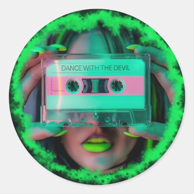 dance with the devil classic round sticker (Front)