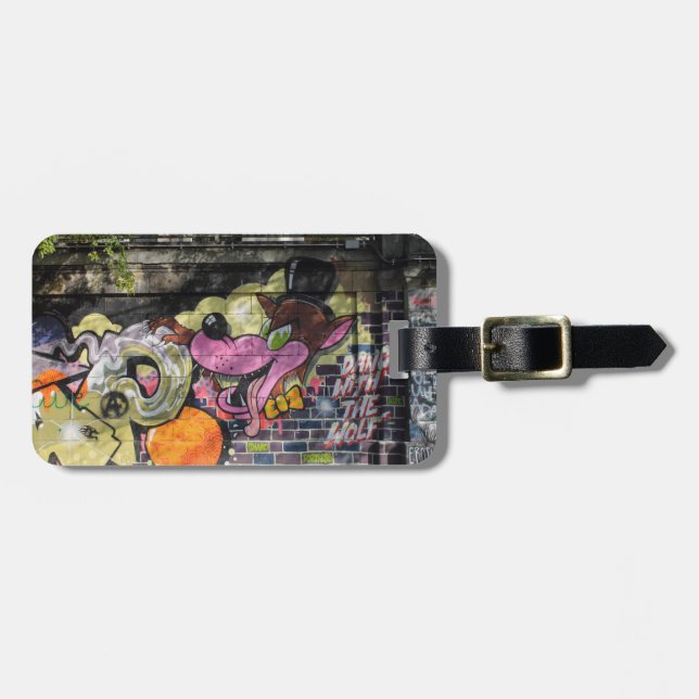 Dance With The Wolf Graffiti Luggage Tag (Front Horizontal)