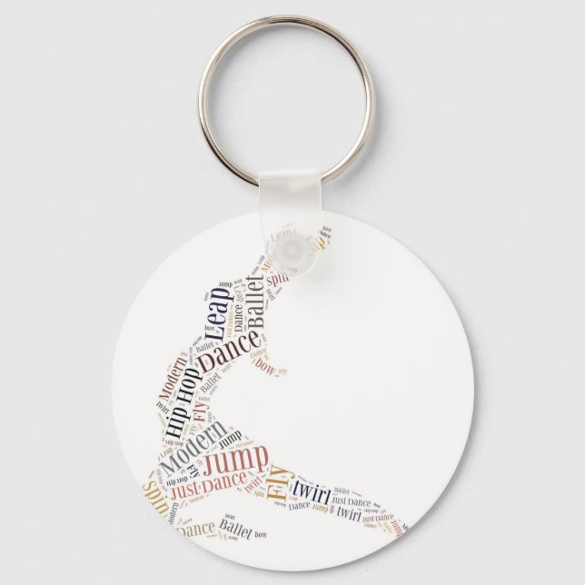 Dance Word Cloud Key Ring (Front)