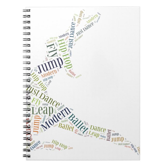 Dance Word Cloud Spiral Notebook (Front)