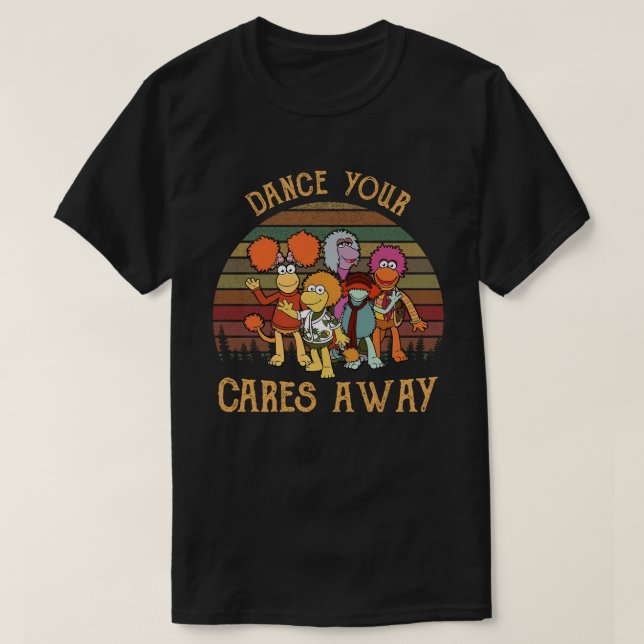 Dance Your Cares Away Retro Puppet Show T-Shirt (Design Front)