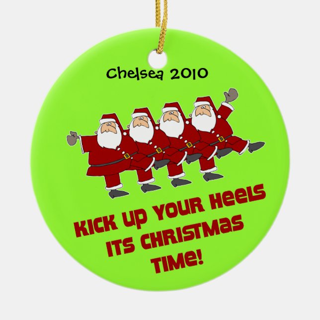 DanceChick Santa Kicks personalised ornament (Front)