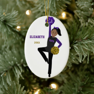 DanceLine Girl In Black & Purple Ceramic Ornament