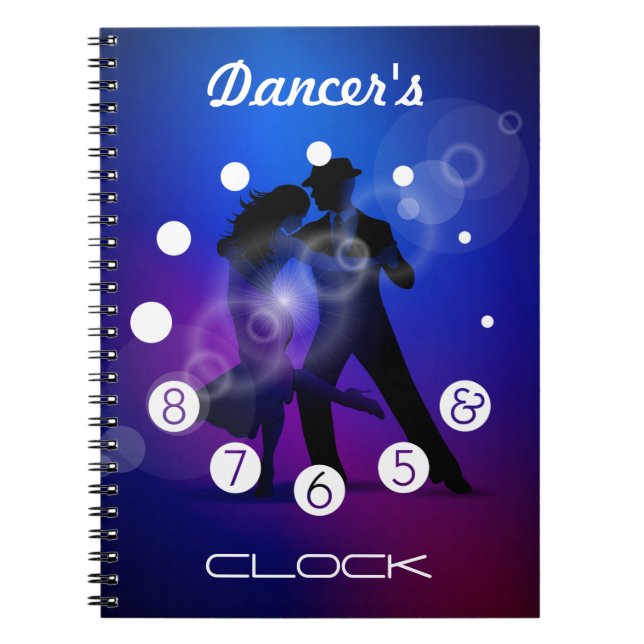 Dancer clock with numbers for a Dancer's. Spiral Notebook (Front)
