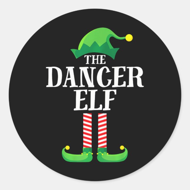 Dancer Elf Matching Family Group Christmas Party Classic Round Sticker (Front)