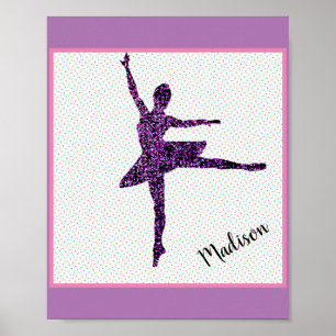 Dancer Faux Sparkle Personalised Tiny Dot Poster