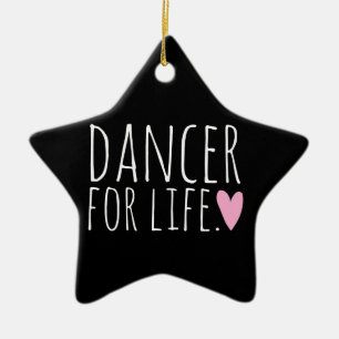 Dancer For Life Black with Heart Ceramic Tree Decoration