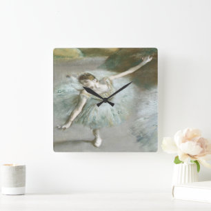 Dancer in Green by Edgar Degas  Square Wall Clock
