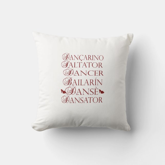 Dancer in multiple languages Romanian Portuguese Cushion (Front)