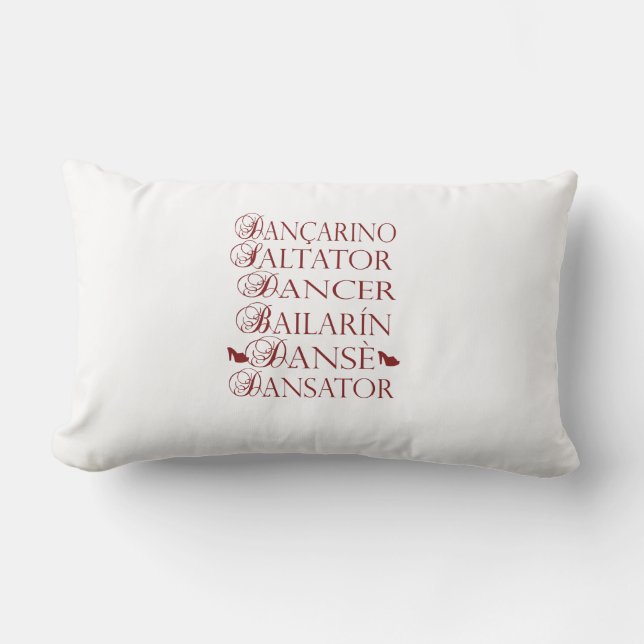 Dancer in multiple languages Romanian Portuguese Lumbar Cushion (Front)
