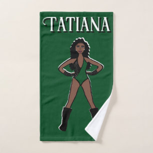 Dancer/Majorette Hand Towel Green Black #4