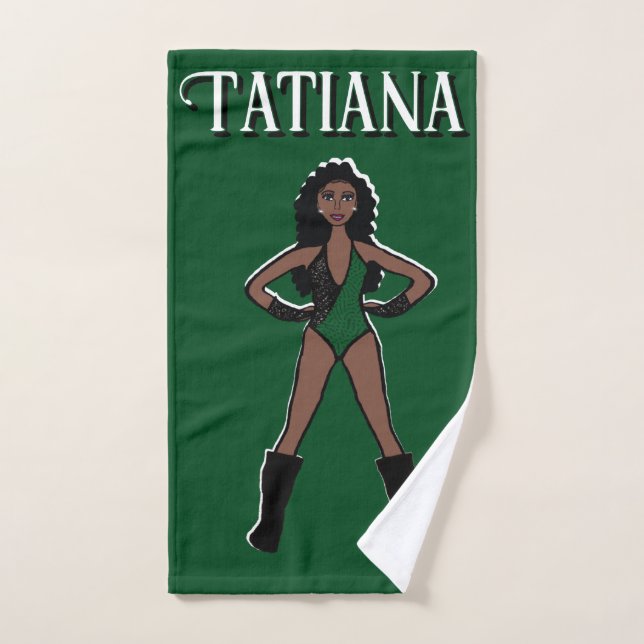 Dancer/Majorette Hand Towel Green Black #4 (Hand Towel)