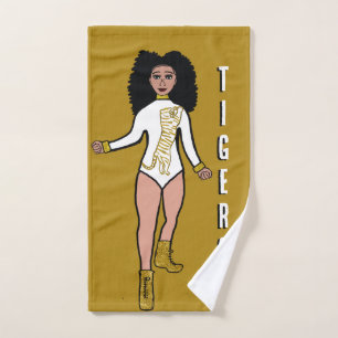 Dancer/Majorette Hand Towel White Gold  Tiger 2