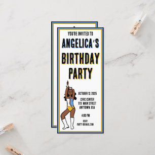 Dancer Party Invitation Light Blue, Gold, White #1