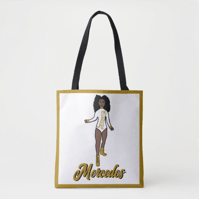 Dancer Personalised Tote White/ Gold Tiger A Bag (Front)
