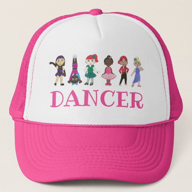 DANCER Pink Ballet Tap Jazz Lyrical Acro Teacher Trucker Hat (Front)